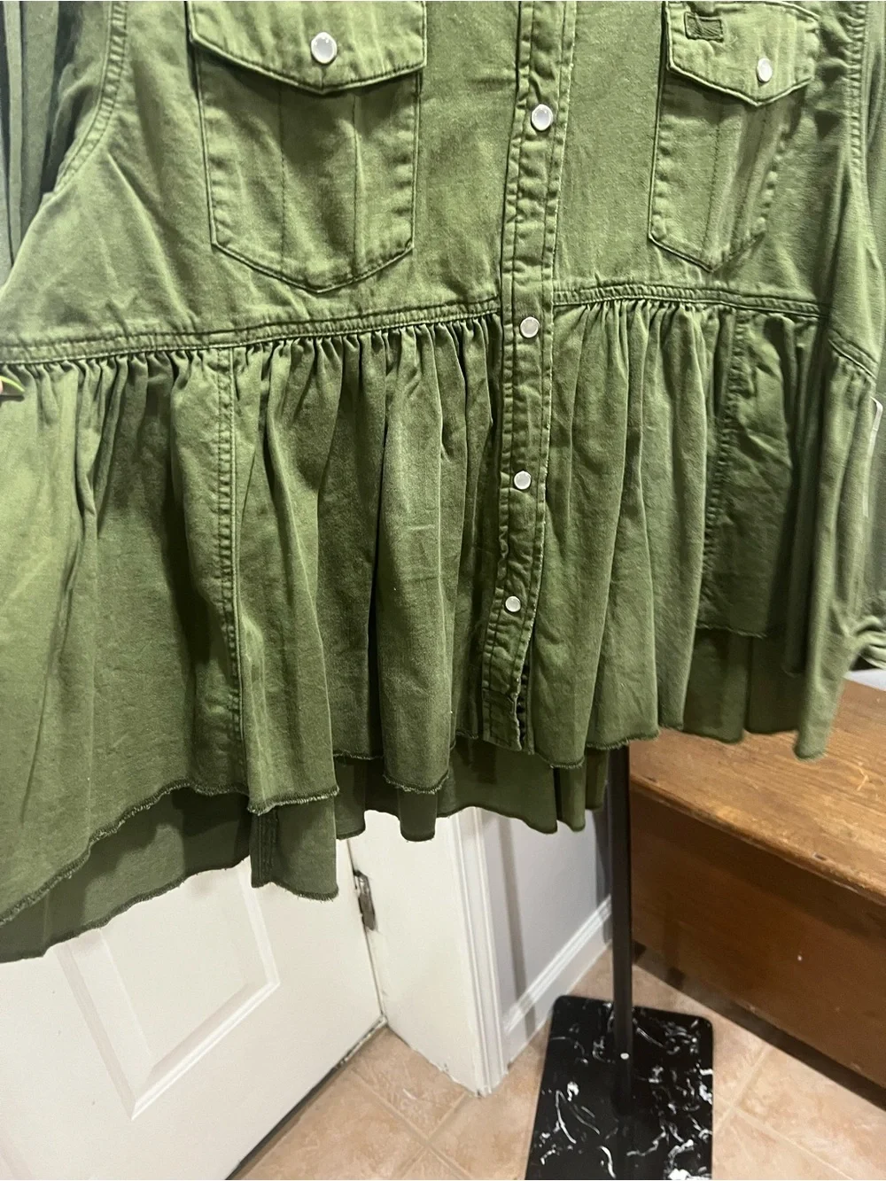 Free People Dylan high/low peplum jacket in Army- NEW